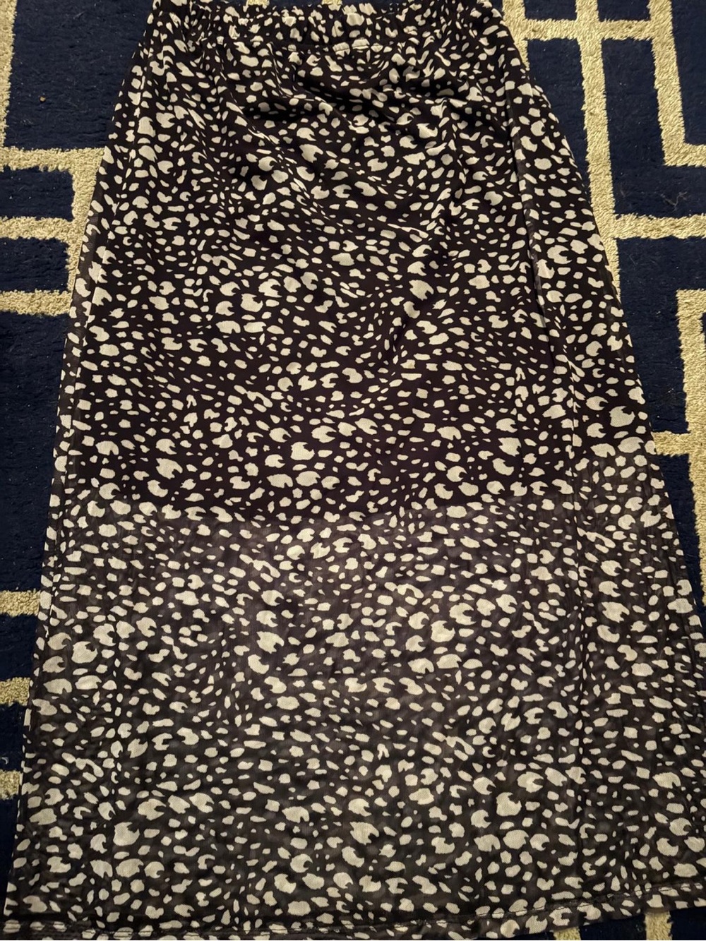 Black and White Leopard Print Midi Skirt